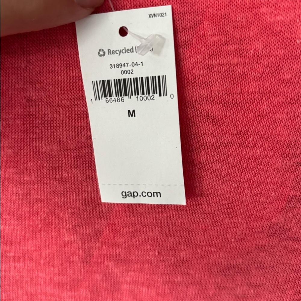 GAP Coral Linen Blend Tank Top Open Ruffle Back Sleeveless Size M - Picture 13 of 13